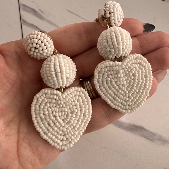 Bauble Bar White Heart Earrings - Picture 2 of 5